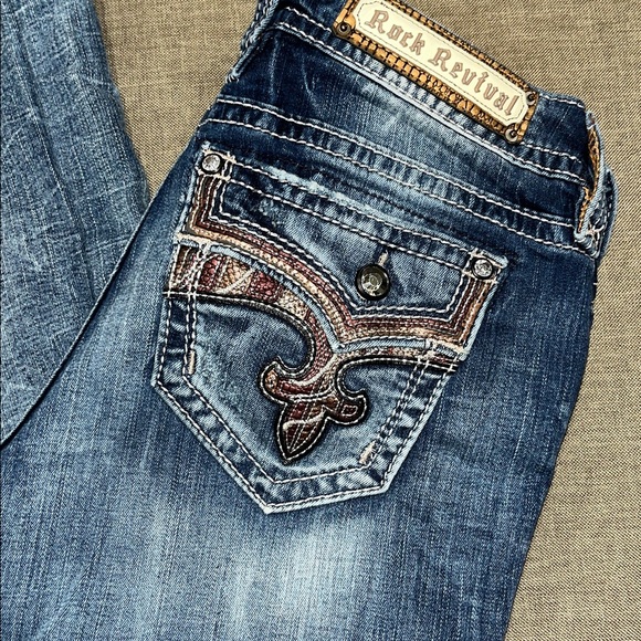 Rock Revival Women's Distressed Blue Boot Cut Jeans - Picture 4 of 4